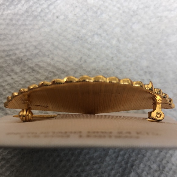 Vintage 24 karat inlaid gold brooch - Picture 7 of 10